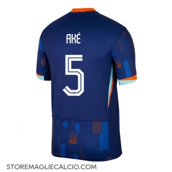 Paesi Bassi Nathan Ake #5 Maglia Gara Trasferta Repliche Europei 2024